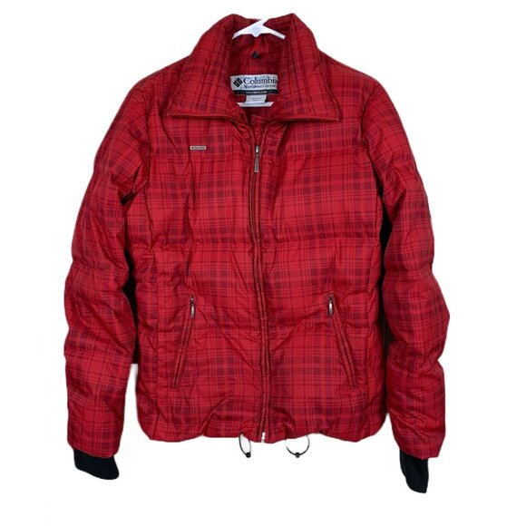 Columbia Women’s Red Plaid Down and Feather Filled Jacket Size Medium - Picture 1 of 7